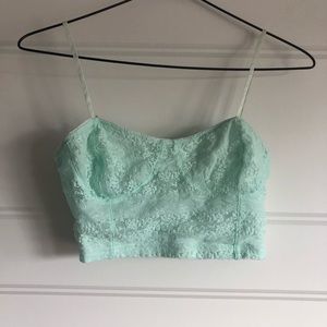 Light blue lace crop top